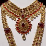 Close-up view of Indian woman traditional jewlry Necklace in shop display